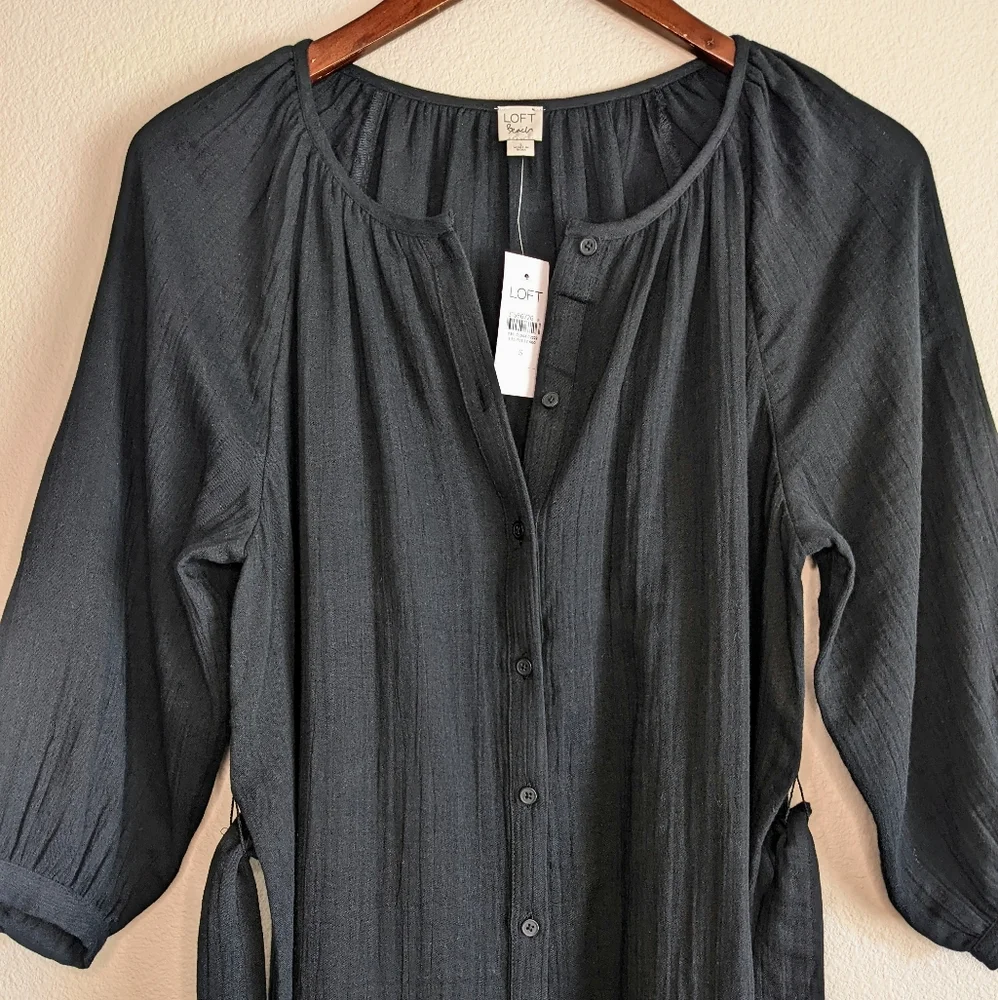 NWT Loft Black Shirt Dress Swim Cover-Up